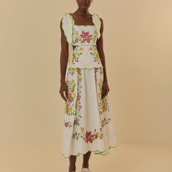 FARM Rio | Dresses | Farm Rio Offwhite Tropical Romance Maxi Dress Xs |  Poshmark